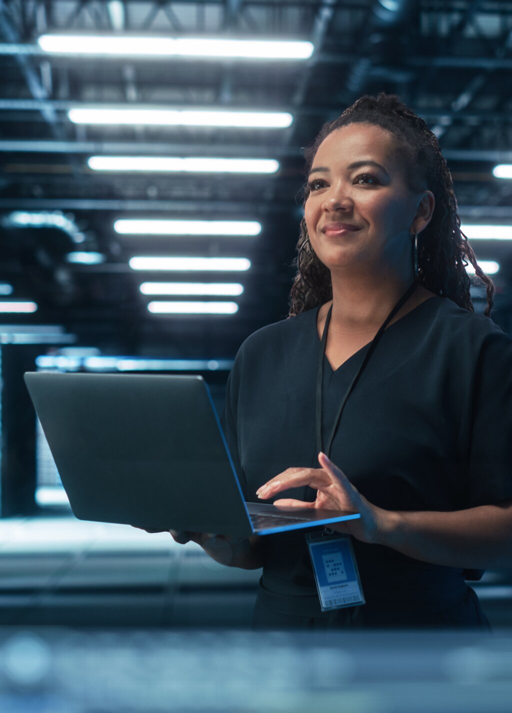 Women working in data center. 