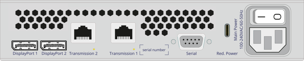 Rückansicht Produktschnittstellen VisionXS-CON-2C-DP-HR-DH-DT 2.0
